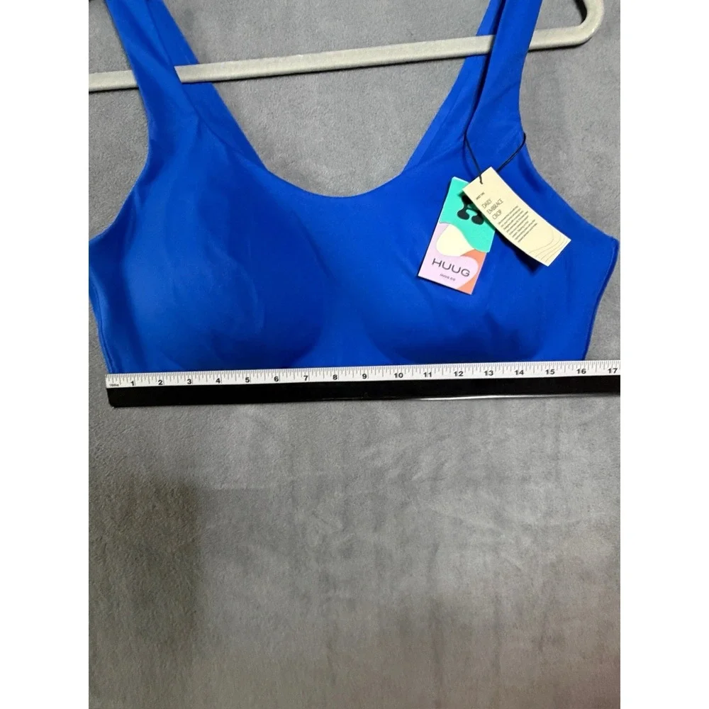New HUUG XXL Double Plunge Wireless Bra Orient Blue NWT Comfort Stretch Colorful